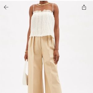 Khaite Ivory Crinkled Susanna Top